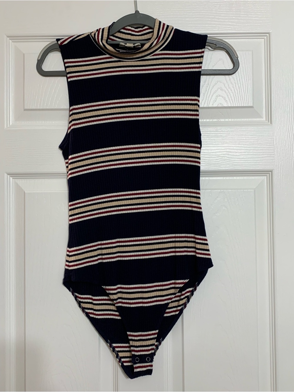 Cape Juby Navy, Cream & Red Striped Sleeveless One-Piece Bodysuit